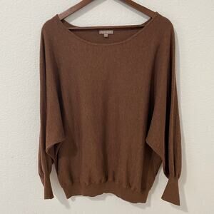 Lilla P Sweater Womens Size XL Dolman Sleeves Boatneck Brown Slik Blend